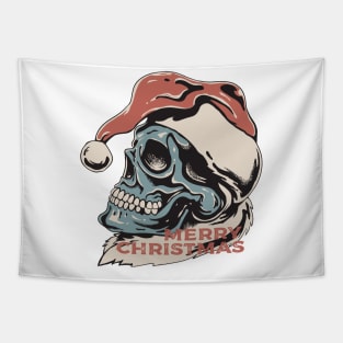 merry christmas skull santa illustration Tapestry