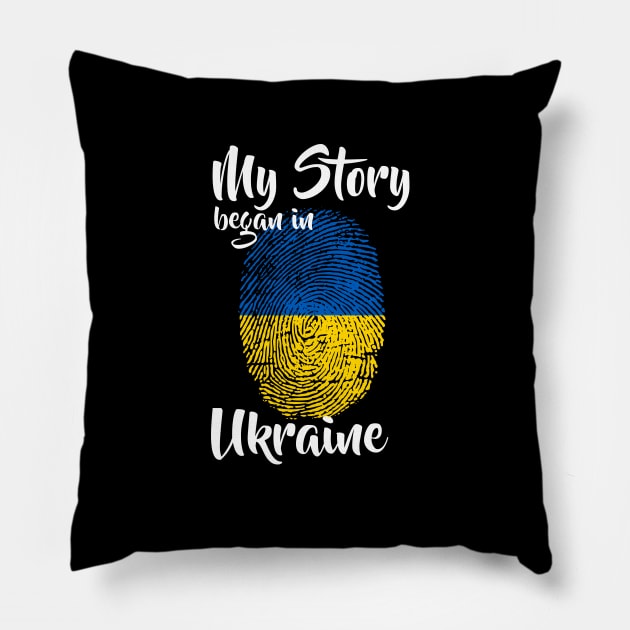 Ukraine Flag Fingerprint My Story DNA Ukrainian Pillow by Your Culture & Merch