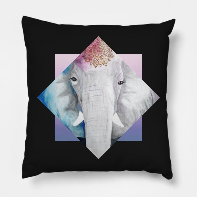 Mandala Elephant Pillow by Chigurena