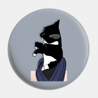 CUTE Tuxedo Cat oozing from his igloo  Copyright TeAnne Pin