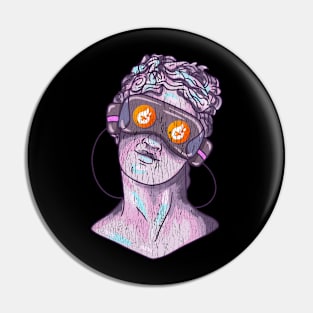 Tfuel Crypto Retro Distressed Aesthetic Statue Head Pin