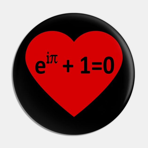 Eulers Identity In a Heart - Funny Math Science Pin by JaroszkowskaAnnass