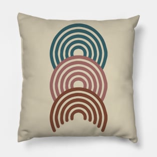 Retro Rainbow in brown, blue and mauve colors Pillow