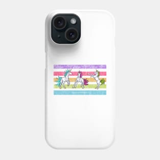 Rainbow Unicorn Trio v2 — Dancing Uniquorns Illustration series Phone Case