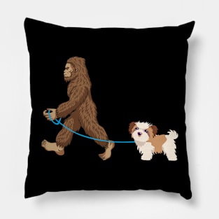 Bigfoot Dog Walk Maltese - Sasquatch Dog Lovers Pillow