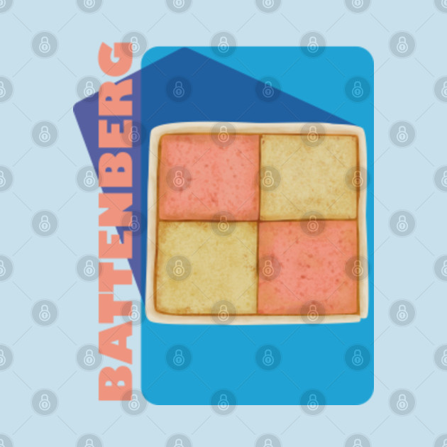 Disover Battenberg in Pink, vector cake slice with a blue shadow - Vector illustration - Battenberg Cake - T-Shirt