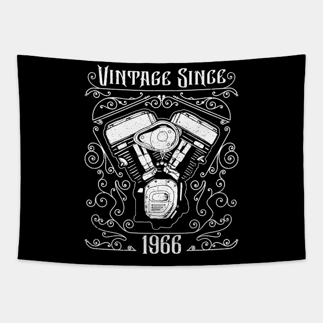 Vintage Since 1966 Motorcycle Biker Birthday Tapestry by CoffeeandTeas