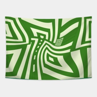 Warped Funky Green Neo Geo Square Pattern Tapestry