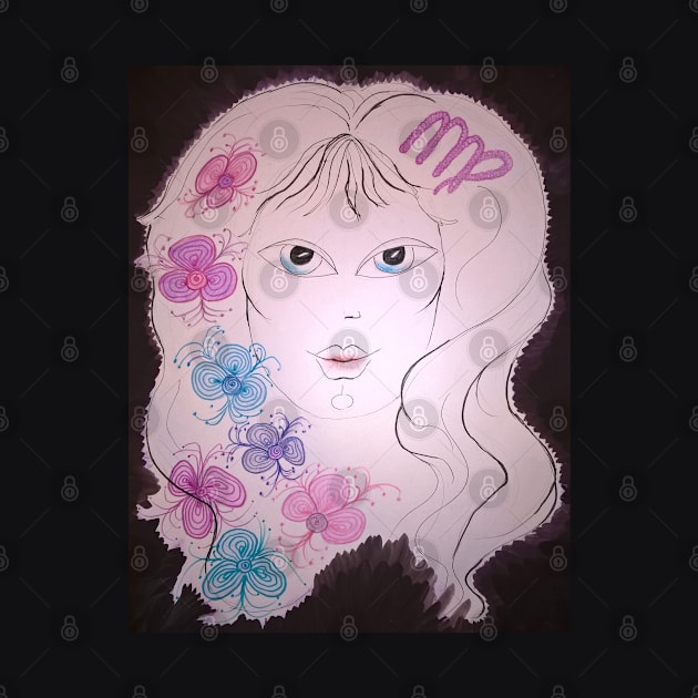 Zodiac sign Virgo. The Maiden. Handmade painting. by Maltez