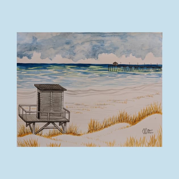 Lifeguard station at the pier by Matt Starr Fine Art