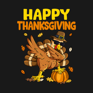 Funny Happy Thanksgiving Dabbing Pilgrim Turkey Men Women T-Shirt