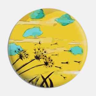 Watercolor of dandelion seeds blowing in the wind Pin