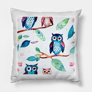 Watercolor owl pattern Pillow