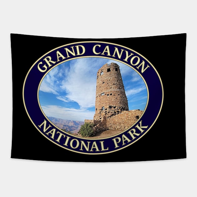 Desert View Watchtower at Grand Canyon National Park in Arizona Tapestry by GentleSeas