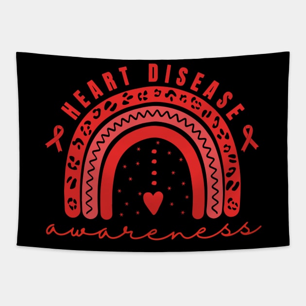 Heart Disease Awareness Red Rainbow in February We Wear Red Tapestry by _So who go sayit_