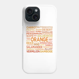 Word Cloud - Shades of Orange (White Background) Phone Case