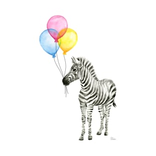 Zebra with Rainbow Balloons T-Shirt