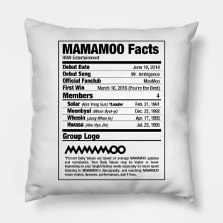 MAMAMOO Nutritional Facts Pillow