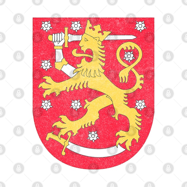 Finland Lion Coat Of Arms / Retro Faded Design by CultOfRomance