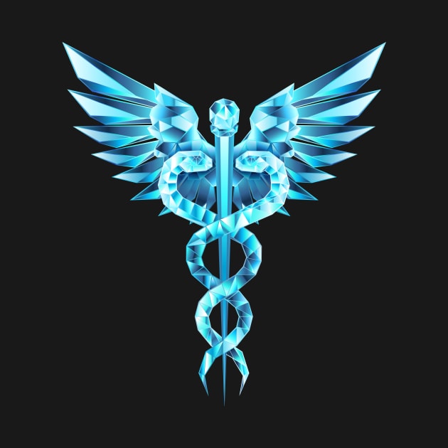 Caduceus Crystal Symbol on Black Background by Blackmoon9