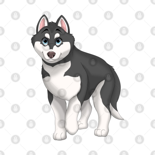 Black and White Siberian Husky Dog Blue Eyes by millersye