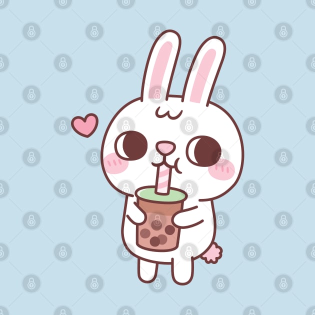 Cute Little White Rabbit Loves Drinking Bubble Tea by rustydoodle