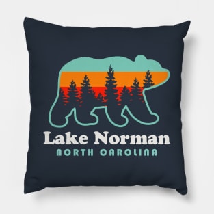 Lake Norman North Carolina Bear Retro Sunset Pillow