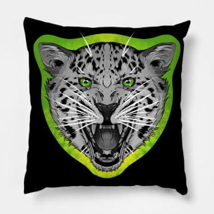 illustrated Jaguar PRIDE series eye colour trim, grey scale animal Pillow