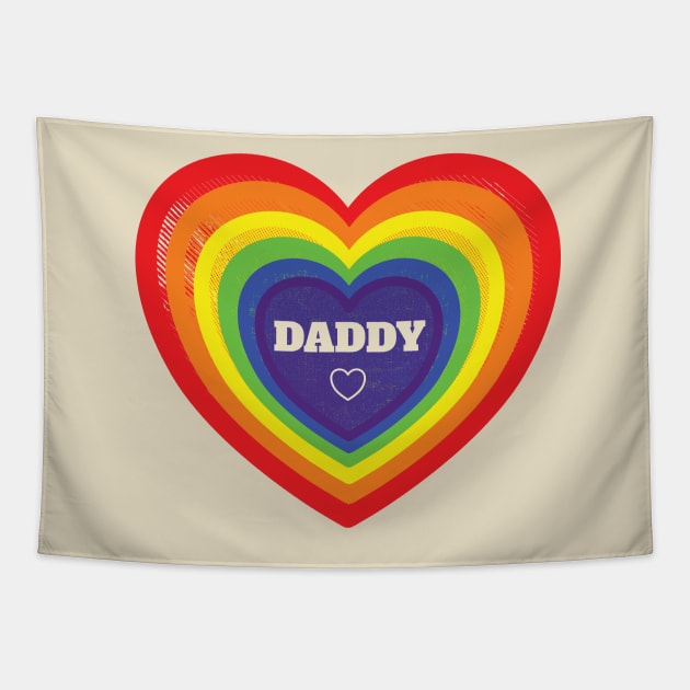 Mens Gay Fathers Day LGBT Rainbow Hearts Pride Tapestry by brodyquixote