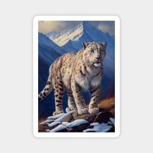 Snow Leopard Oil Paint Magnet