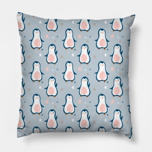 Baby seamless pattern with penguins and stars Pillow