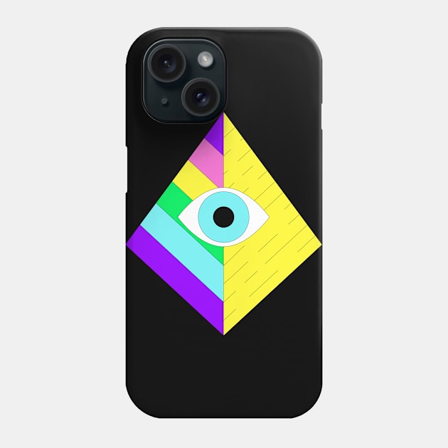 Pyramid Colorful Abstract Illuminati , Pyramid Eye Artwork Phone Case by Utopia Shop