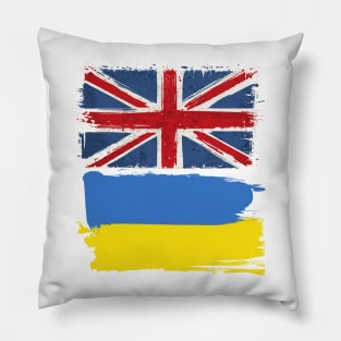 Uk and Ukraine Flag Pillow