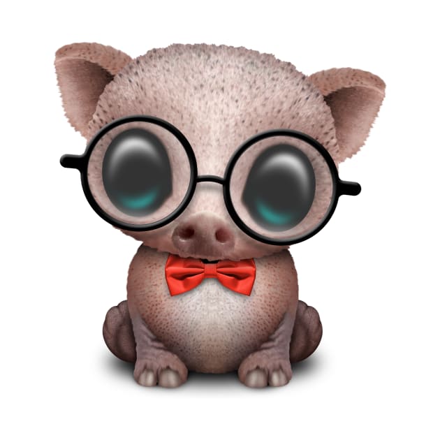 Cute Nerdy Pig Wearing Glasses and Bow Tie by jeffbartels