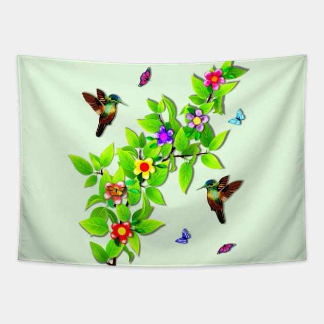 Hummingbirds and Butterflies Tapestry by KC Morcom aka KCM Gems n Bling aka KCM Inspirations