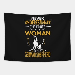 Never Underestimate Woman With A German Shepherd Tapestry