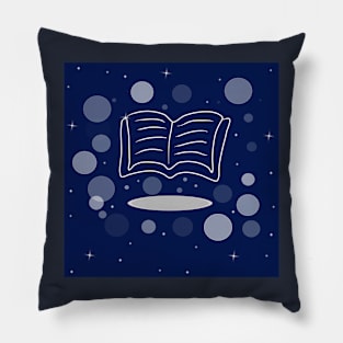 Book, reading, education. Banner, illustration with dark blue color background Pillow