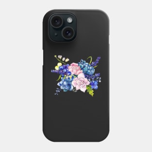 Pretty Floral Flower Pattern Blue Purple Pink Cute Social Distancing Face Mask Phone Case