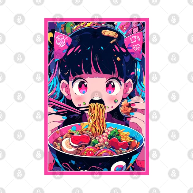 Cute Anime Girl |  Ramen Noodles | Hentaii Chibi Kawaii Design by AlNoah