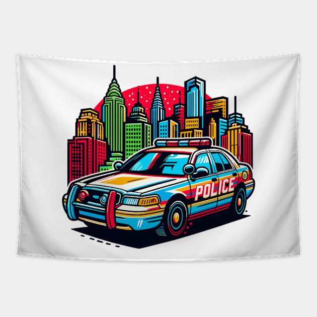 Police car Tapestry by Vehicles-Art