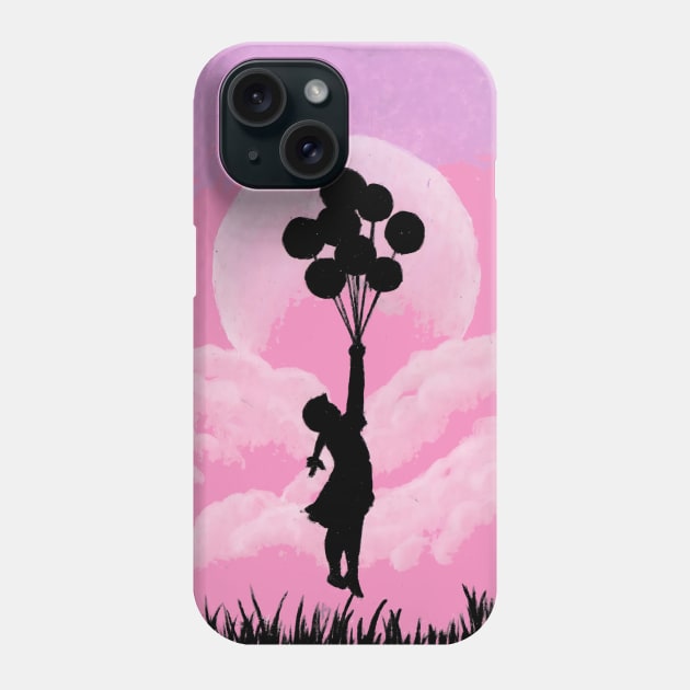 Girl in Pink Cloudy Sky Phone Case by jangilbert23