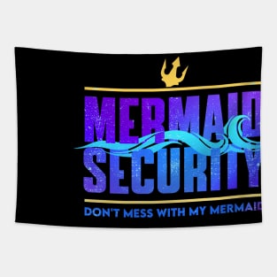 mermaid security - funny merman and mermaid dad Tapestry