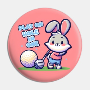 Rabbit golf player Pin