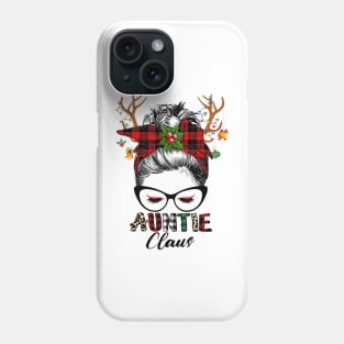 Auntie Claus Reindeer Messy Bun Wink Eye Christmas Family Matching Phone Case