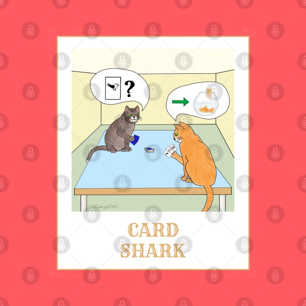 Something Fishy is Going on in this Amusing Cartoon Cat Drawing of a Card Shark by Crystal Raymond