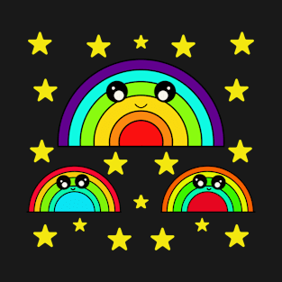 Kawaii Rainbow With Stars T-Shirt