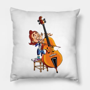 Cello player boy on stool musician Pillow