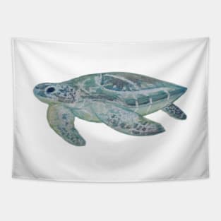 Watercolor Swimming Sea Turtle Tapestry