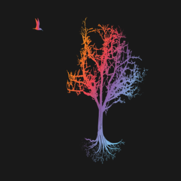 Discover Nature Magic Tree with Bird Graphic - Natures Artwork - T-Shirt