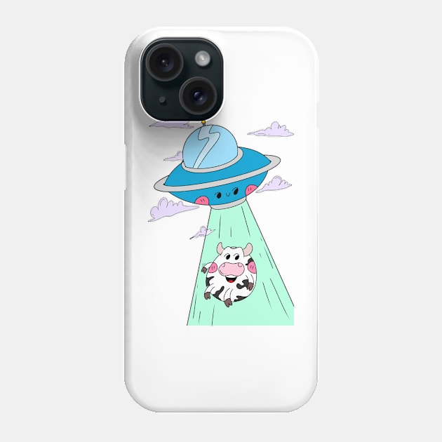 Funny Alien, Cute spaceship, kawaii Alien Phone Case by Lapiiin's Cute Sticker